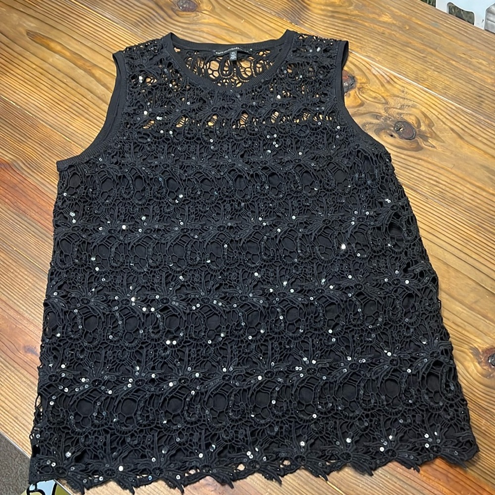 White House Black Market Black Lace Tank Top